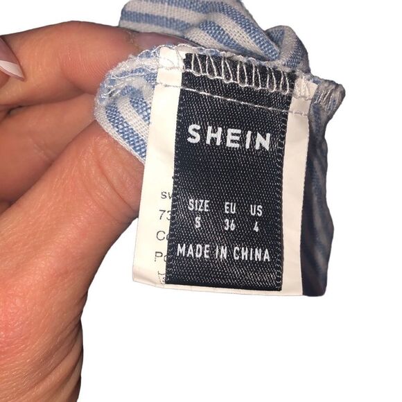 SHEIN Blue Striped Ruffle Dress - Picture 5 of 5